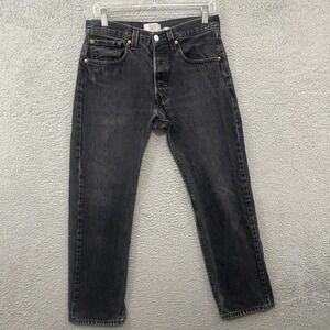 Levis Jeans Mens 31x30 Black Denim 501 Straight Leg Button Fly American Y2K
